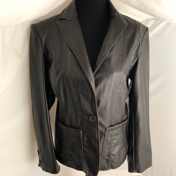 Dollhouse Jackets & Blazers - Dollhouse dark brown faux leather blazer jacket